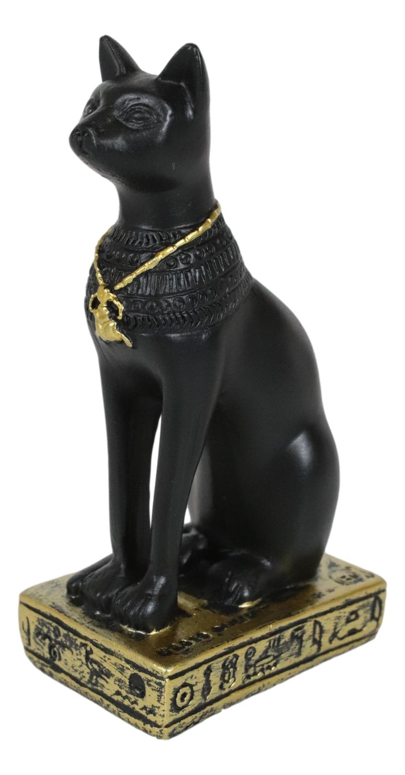 Ebros Egyptian Goddess Of Home Protection Bastet Cat With Scarab Necklace Figurine 3"H