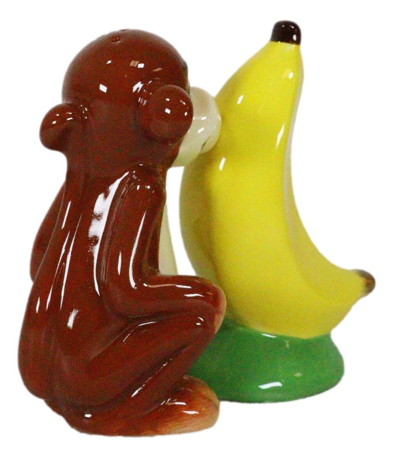 Rainforest Ape Monkey Loves Yellow Banana Salt And Pepper ShakerS Ceramic Set