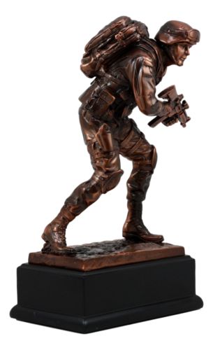 Patriotic Marine Cadet Statue With Base 10"H Ground Combat Rifle Special Force - Ebros Gift
