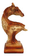 Wild Safari Savannah Giraffe Bust Figurine In Faux Wood Cutout Carving Finish