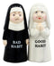 Ebros Bad And Good Habits Nun Pair Salt & Pepper Shakers Ceramic Magnetic Set