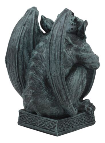 Notre Dame Gargoyle With Shield Statue Crouching Gargoyle On Celtic Pedestal