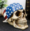 Independence Day Patriotic Skull With US Flag Banner Bandana Decorative Figurine