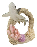 Ebros Nautical Great White Shark Fish Swimming By Coral Reef Decorative Statue