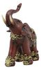 Faux Wood Decorated Thai Buddhism Noble Elephant With Trunk Up Statue 6.25"L