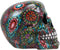 Ebros Day Of The Dead Color Beads And Floral Tattoo Sugar Cranium Skull Statue
