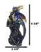 Iridescent Blue Wyrmling Dragon On Rocky Mountain Treasure Castle Top Figurine