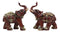 Ebros Faux Wood Feng Shui Elephant with Trunk Up Statue Set of 2 Long Decorated Thai Buddhism Noble Elephant Trumpeting Left and Right Directions Animal Sculpture