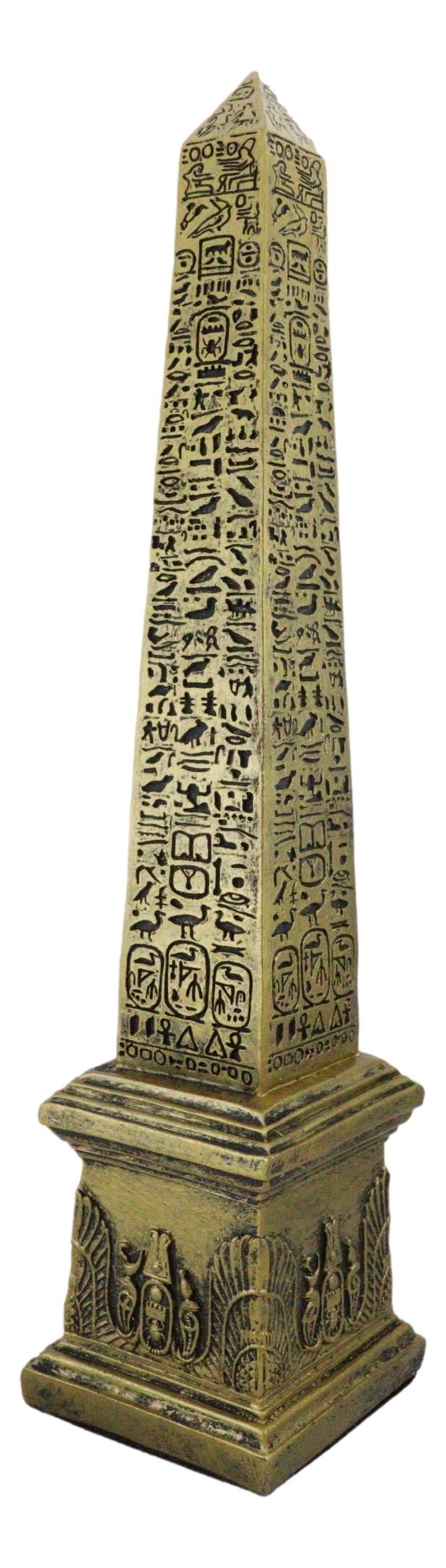 Ebros Egyptian Theme Obelisk Temple of Ra with Hieroglyphs 10" Tall Sculpture - Ebros Gift