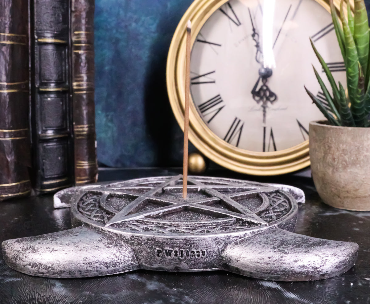 Sacred Moon Triple Goddess Pentagram With Celtic Knotwork Incense Stick Holder