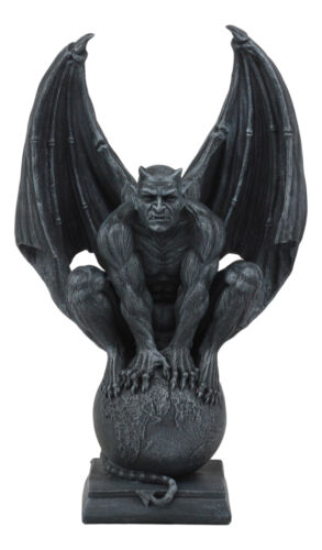 Devil's Carnal Grip On The World Lucifer Satan Crouching On The Globe Statue