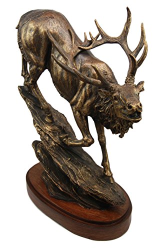 Ebros Gift Wild Emperor Sambar Elk Descending From Rocky Hill Decorative Figurine 13"H