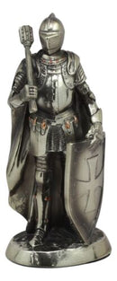 Holy Roman Empire Crusader Knight With Morning Star Club And Shield Statue 7"H