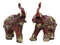 Ebros Faux Wood Feng Shui Elephant with Trunk Up Statue Set of 2 Long Decorated Thai Buddhism Noble Elephant Trumpeting Left and Right Directions Animal Sculpture