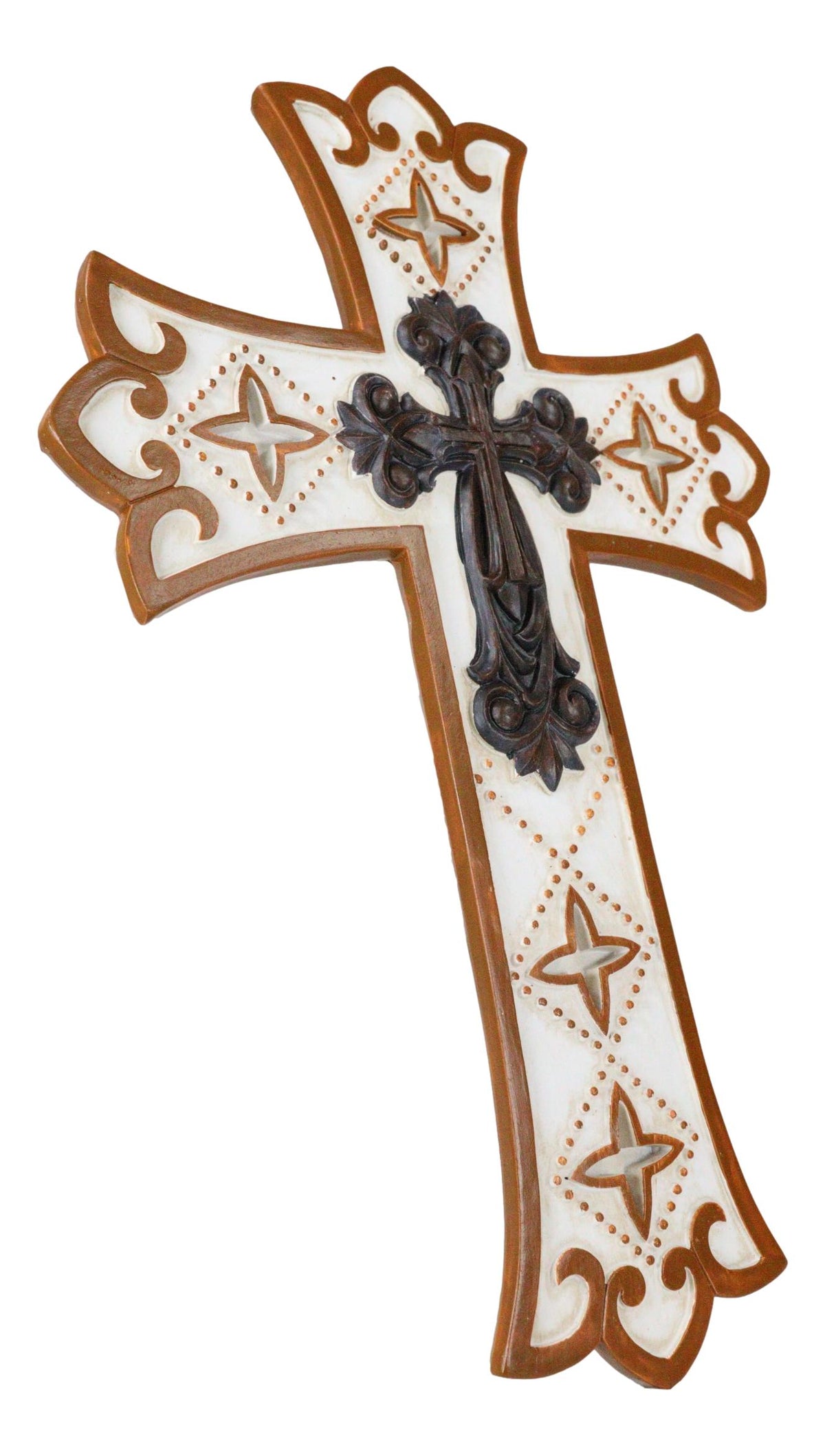 Vintage Royal Scroll Le Fleur French Fleur De Lis Layered Crucifix Wall Cross