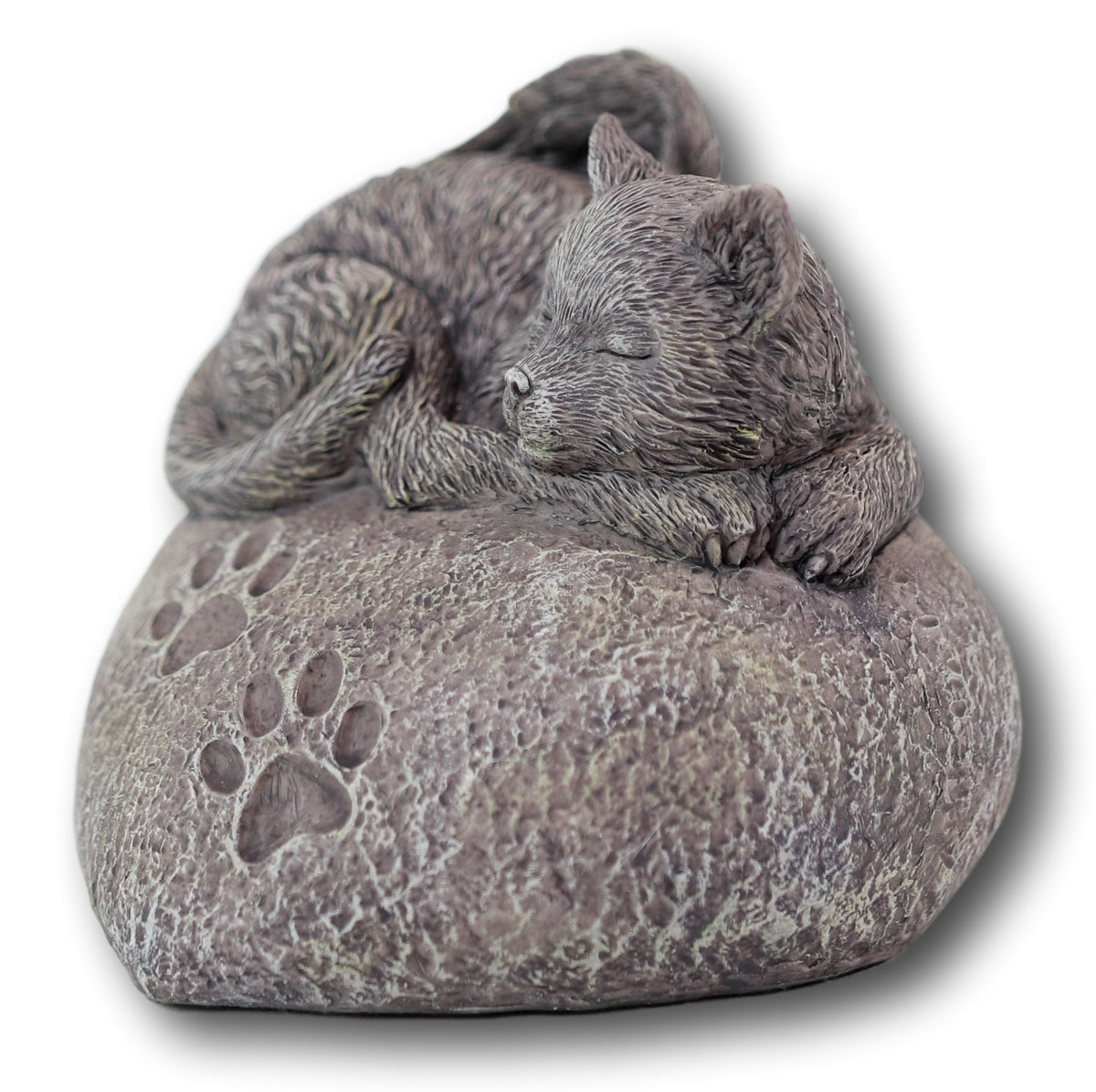 Pet Memorial My Love Sleeping Angle Cat Foot Print Rock Urn Bottom Load 30 Cubic