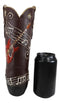 Faux Tooled Leather Cowboy Boot With Musical Notes And Guitar Vase Figurine