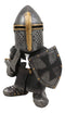 Ebros Gift Anime Chibi Renaissance Medieval Knight of The Cross Templar Crusader Figurine 4.5" Tall Suit of Armor Miniature European Knights Sculpture Decor (Swordsman in Battle Stance)