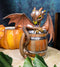 Ebros German Fest Dark Beer Dragon in Aged Barrel Fantasy Drunk Dragons Figurine 6"H