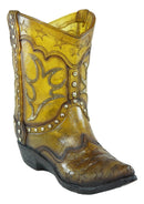 Rustic Western Cowboy Boot Tooled Leather Pattern Acrylic Resin Night Light Lamp