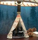 Campfire Story Time Bear Cubs Reading In Teepee Hut Rustic Table Lamp With Shade