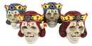 Ebros Set of 4 Casino Royale King Skulls In 4 Suits Spade Heart Club Diamond Figurine