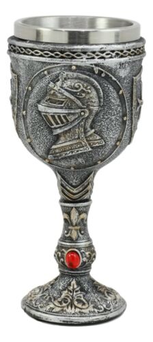 Ebros Heraldry Medieval Renaissance Royal Knight Suit of Armor Wine Goblet Chalice 5oz - Ebros Gift