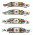 Set of 4 Rustic Southwestern Turquoise Cross Gemstones Crystal Cabinet Bar Pulls