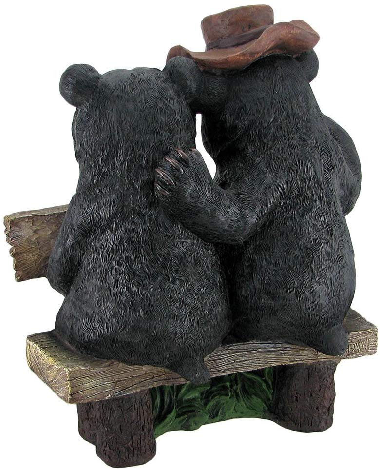 Ebros So Happy Together Black Bears Welcome Garden Statue With Solar LED Lantern