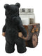 Ebros Black Bear Pushing Vintage Wagon Cart Salt And Pepper Shakers Holder Set