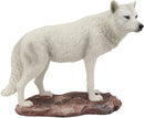 Ebros Gift Realistic Winter Hunter Tundra Snow White Albino Wolf Statue 8" Long