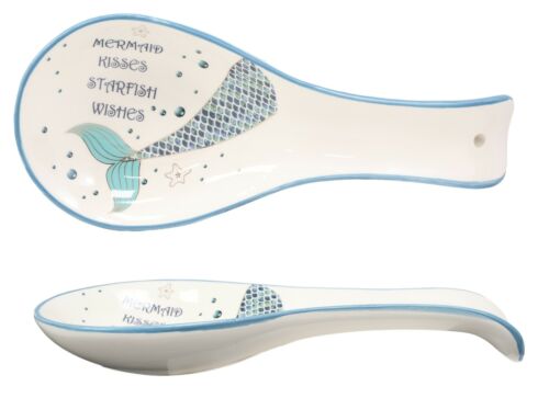 Sea Mermaid Kisses Starfish Wishes Ceramic Kitchen Utensil Spoon Rests Set of 2
