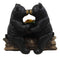 Whimsical Wedding Vows Black Bear Couple Kissing By Tree Log Statue 7" Tall