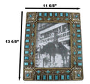 Rustic Western Turquoise Gems Geometric Patterns Ropes Picture Frame 8"X10"