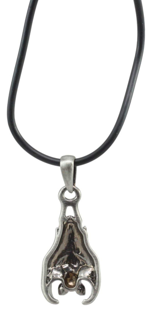 Ebros Gothic Sleeping Vampire Bat Pendant Pewter Necklace Fantasy Terror Creature of Darkness Jewelry Accessory - Ebros Gift