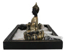 Meditating Gold Robe Buddha Zen Garden Kit With Lotus Candle Holders Sand Rake