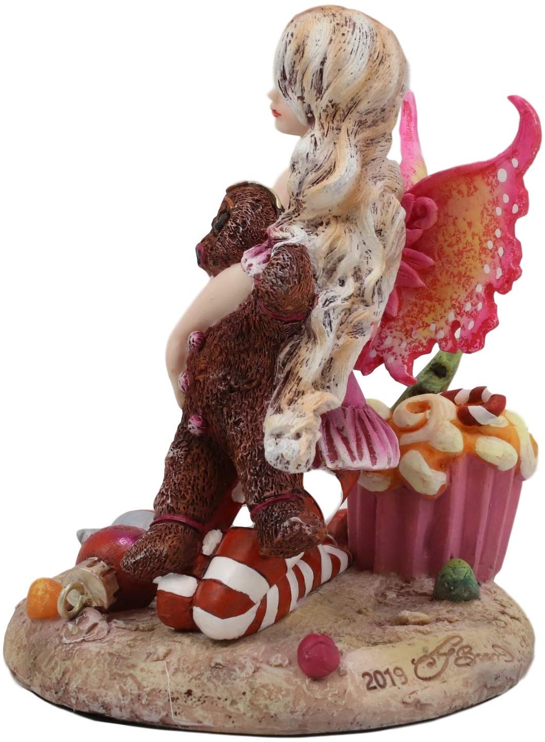 Ebros Amy Brown Christmas 'TWAS The Night' Fairy Hugs Gingerbread Man Figurine - Ebros Gift