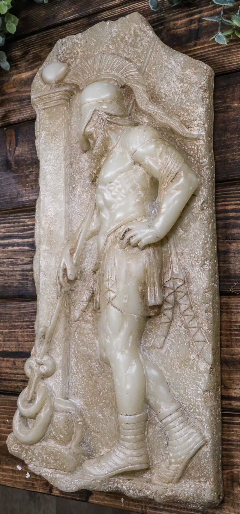 Ancient Greek Sepulchral Warrior Wall Plaque Relief Large Decor Sculpture 15"H