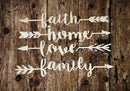 Ebros 14.25" Long Set of 4 Metal Wall Arrows Spelling Family Love Home and Faith in Cursive Script Sign Hanging Mount Decor Plaque Western Southwest Rustic Decorative Art Sayings - Ebros Gift