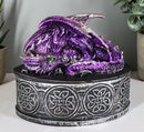 Ebros Gift Sleeping Purple Dragon Decorative Oval Trinket Jewelry Box Figurine with Celtic Knotwork 5" W