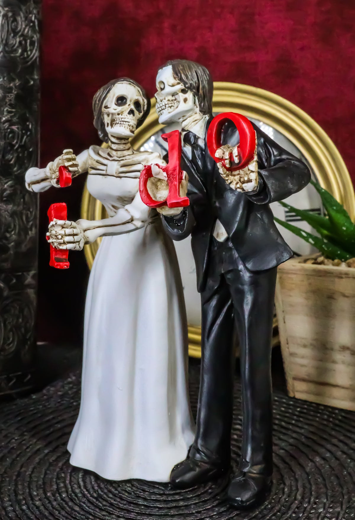 Day Of The Dead Wedding Skeleton Bride & Groom Cake Topper Figurine Love Eternal