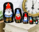 Ebros 5 Piece Set Gnomes w/ Family Nesting Dolls Matroyshka Wooden Figurine 4.5"