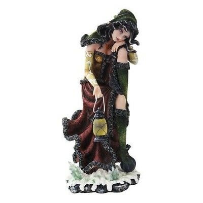 Ebros 15.25 Inch Sun and Moon Sitting Witch with Lantern Statue Figurine - Ebros Gift
