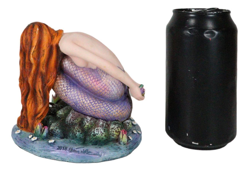 Ebros Sheila Wolk Masterpiece Quietude Mermaid Statue 4.25" Tall Mythical Fantasy Mermaid Praying by A Lagoon Nautical Decor Figurine