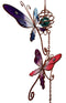 Ebros Gift Stained Glass Colorful Three Butterflies Copper Metal Wind Chime 28"Long Resonant Outdoor Patio Garden Decor Accessory