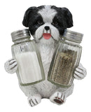 Ebros Hugging Pooch Shih Tzu Glass Salt Pepper Shakers Holder Figurine 6"Tall