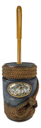 Western Cowboy Faux Rope Denim Horse Buckle Toilet Brush And Base Holder Set