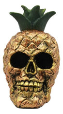 Hawaiian Tropical Pineapple Golden Skull Figurine 6"Tall Fruity Skeleton Head