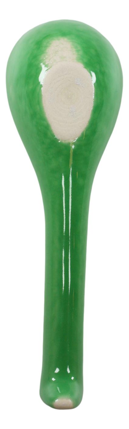 Ebros Japanese Modern Porcelain Soup Spoons With Ladle Hook Pack Of 6 (Green) - Ebros Gift