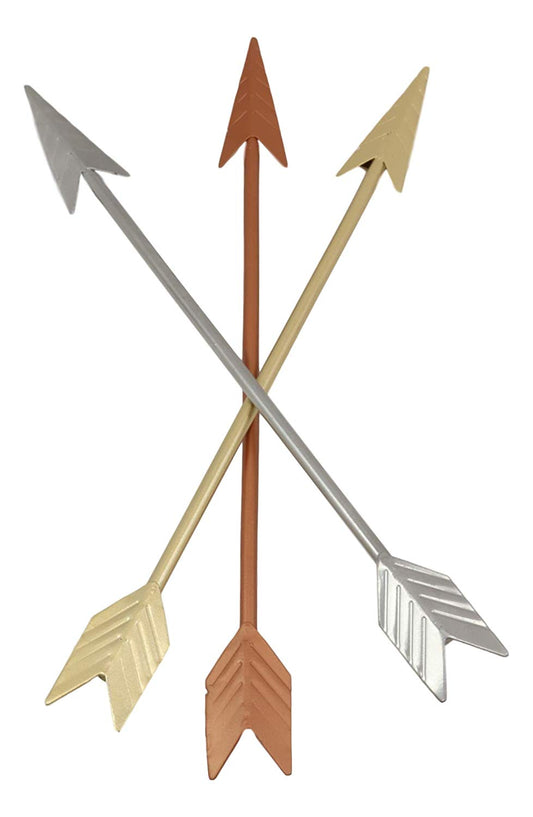 17"L Western Southwest 3 Colorful Gold Copper Silver Arrows DIY Wall Decor Signs - Ebros Gift